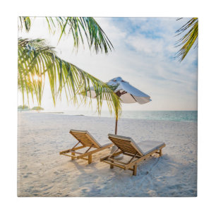 Amazing Beach Sunset Ceramic Tile