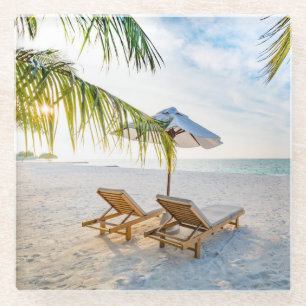 Amazing Beach Sunset Glass Coaster