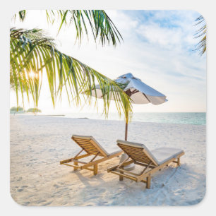 Amazing Beach Sunset Square Sticker