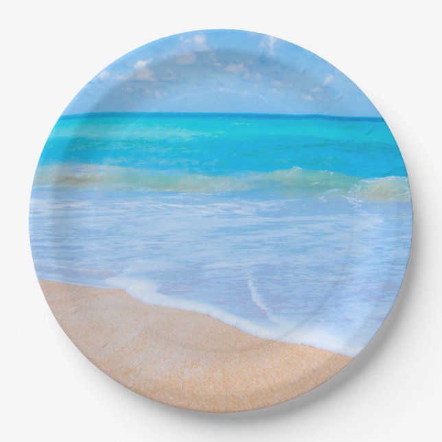 Amazing Beach Tropical Scene Photo Paper Plate (Front)