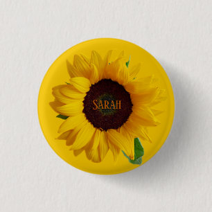 Amazing Beautiful Trendy Sunflower With Name 3 Cm Round Badge