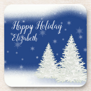 Amazing Blue Christmas Night Personalised  Coaster