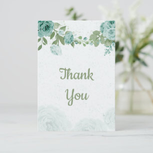amazing blue flowers green leaves botanical thank you card