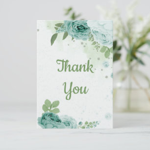amazing blue flowers green leaves botanical  thank you card
