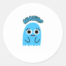 Amazing Blue Ghost Cartoon Die-Cut Sticker