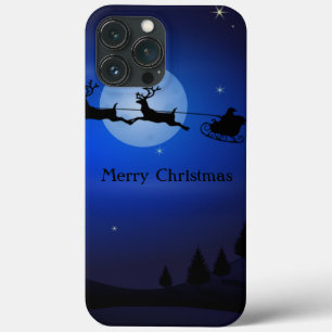 Amazing Blue Night Santa and Reindeer iPhone 13 Pro Max Case