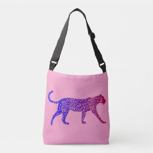 amazing blue-pink leopard design crossbody bag
