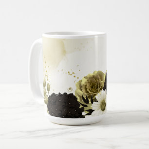 Amazing brown ivory gold flowers wedding coffee mug