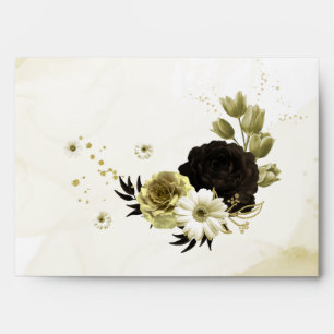 Amazing brown ivory gold flowers wedding envelope