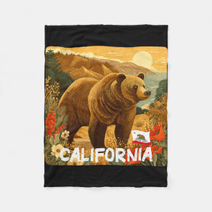Amazing california bear in nature graphic for boys fleece blanket