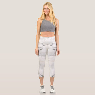 Amazing Colour Print  White Marble Capri Leggings