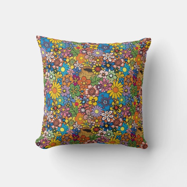 amazing coloured flowers cushion (Front)