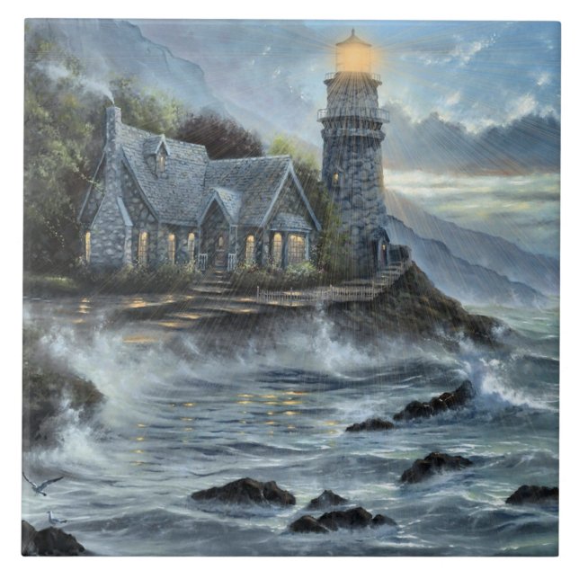 amazing coloured lighthouse tile (Front)