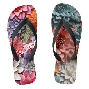 Amazing Colourful 3D Floral Seamless Pattern Thongs