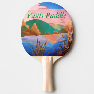 amazing colourful contempory abstract landscape  ping pong paddle