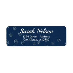 Amazing, Cool, Blue Christmas Flakes Label Return Address Label