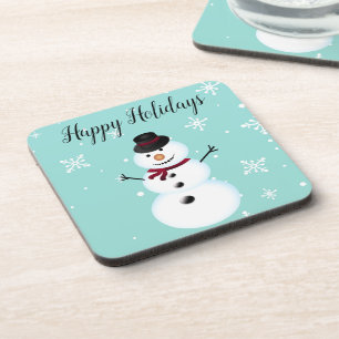 Amazing, Cool, Blue Christmas Snowman Coaster