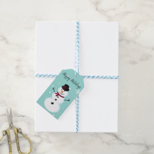 Amazing, Cool, Blue Christmas Snowman Gift Tags