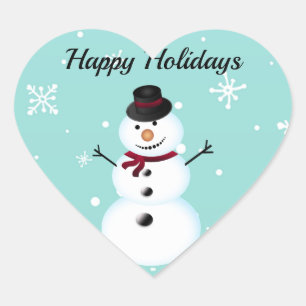 Amazing, Cool, Blue Christmas Snowman Heart Sticker