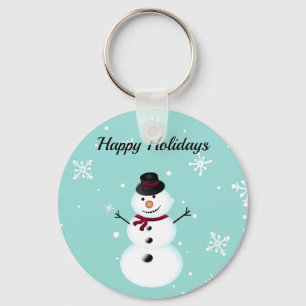 Amazing, Cool, Blue Christmas Snowman  Key Ring