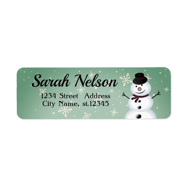 Amazing, Cool, Blue Christmas Snowman Label Return Address Label (Front)