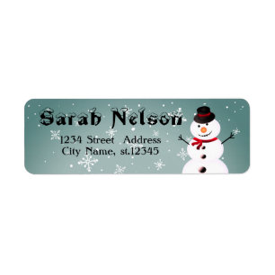 Amazing, Cool, Blue Christmas Snowman Label Return Address Label