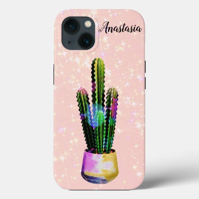 Amazing, Cool, Pink Sparkly, Cactus Case-Mate iPhone Case (Back)