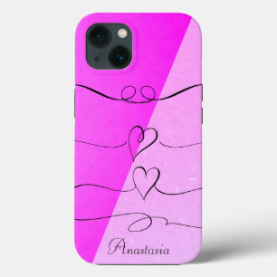 Amazing, Cool, Purple Heart whit your name iPhone 13 Case