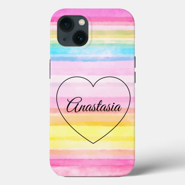 Amazing, Cool, Rainbow Heart Case-Mate iPhone Case (Back)