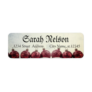 Amazing, Cool, Red Sparkly New Year Balls Label  Return Address Label