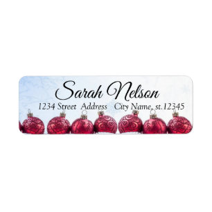 Amazing, Cool, Red Sparkly New Year Balls Label Return Address Label