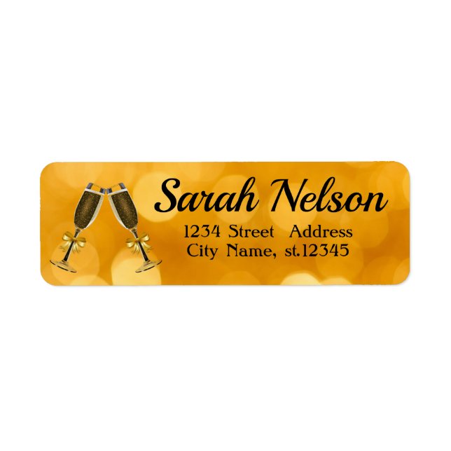 Amazing, Cool, Sparkly Gold Label Return Address Label (Front)