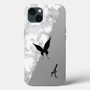 Amazing, Cool, White Marble, Buterfy, Silver  iPhone 13 Case