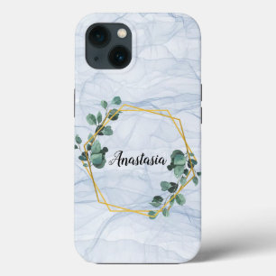 Amazing, Cool, White Marble, Flowers, Pwesonalized iPhone 13 Case
