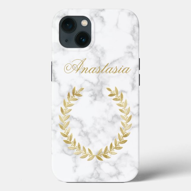 Amazing, Cool, White Marble whit your name  Case-Mate iPhone Case (Back)
