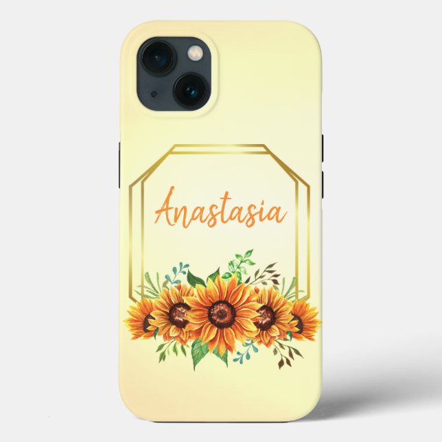 Amazing, Cool, Yellow Monogram, Sunflower Case-Mate iPhone Case (Back)