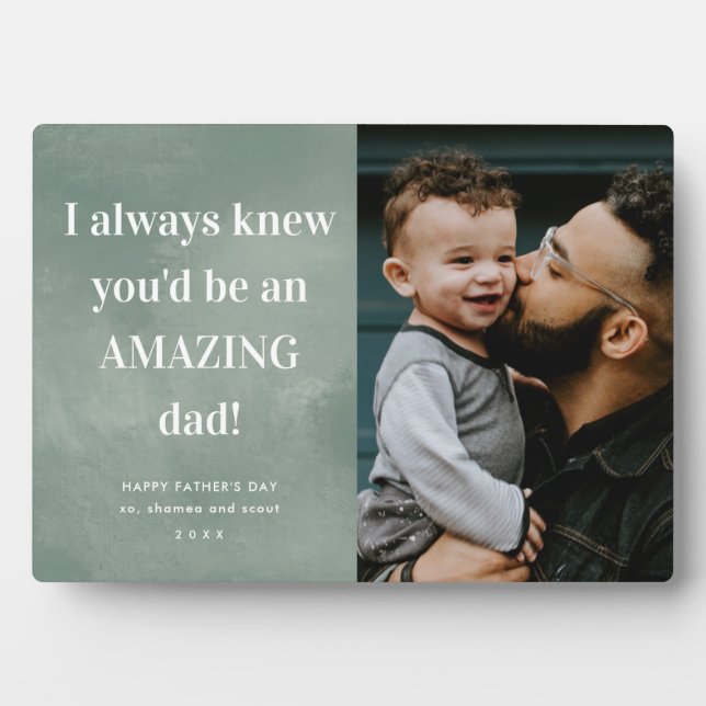 Amazing dad photo Father's Day Card Plaque (Front)