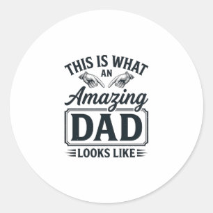 Amazing Dad Vintage Engraving Typography Design_1 Classic Round Sticker