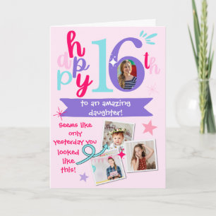 Amazing Daughter 16th Birthday Photo Memories Card