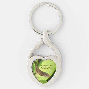 Amazing Day Positive Vibes Tropical Brown Gecko Key Ring