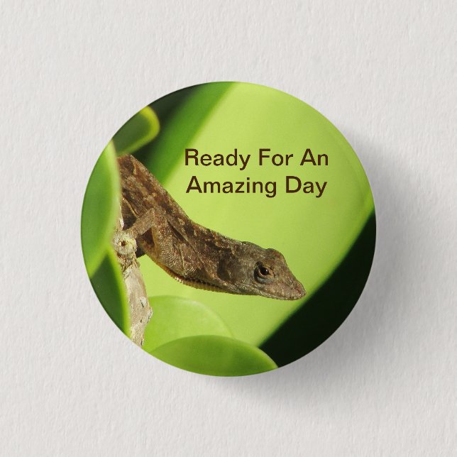 Amazing Day Tropical Brown Gecko Positivity 3 Cm Round Badge (Front)