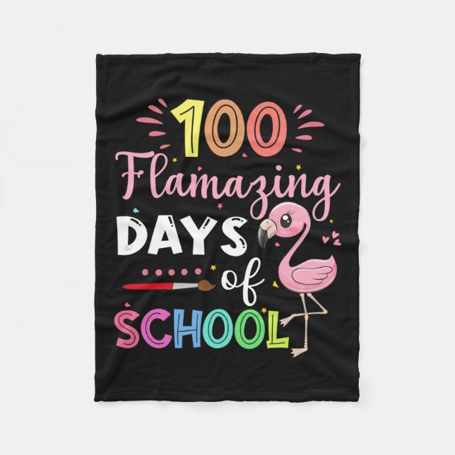 Amazing Days Of School Cute Flamingo Student Teach Fleece Blanket (Front)