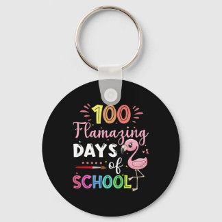 Amazing Days Of School Cute Flamingo Student Teach Key Ring