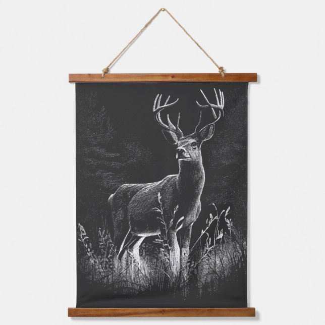 amazing deer in nature draw hanging tapestry (Front)