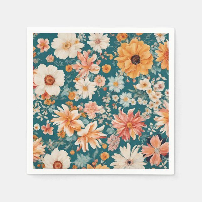 Amazing Delicate Flowers Napkin (Front)