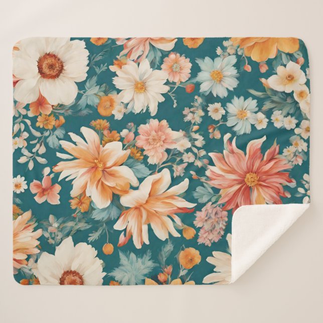 Amazing Delicate Flowers Sherpa Blanket (Front (Horizontal))