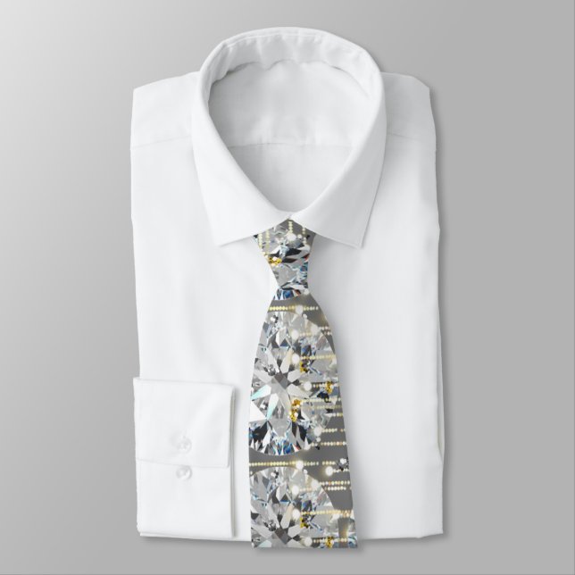 Amazing Diamonds and Gold Sparkle grey gift Tie (Tied)