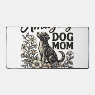 Amazing Dog Mum Vintage Floral Dog Lover Design_1 Desk Mat