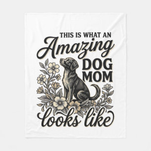 Amazing Dog Mum Vintage Floral Dog Lover Design_1 Fleece Blanket
