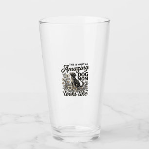 Amazing Dog Mum Vintage Floral Dog Lover Design_1 Glass